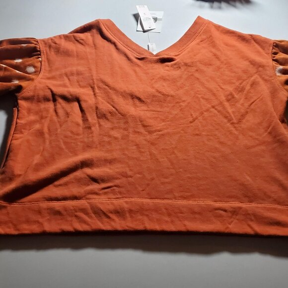 Daily Practice Anthropologie Top NWT Brown Motif Burnt Sienna Polka Dot Sz M - Picture 16 of 16